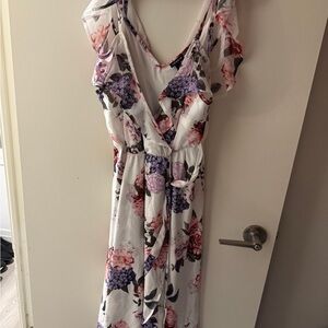 Torrid Asymmetrical Floral Dress - White and Purple